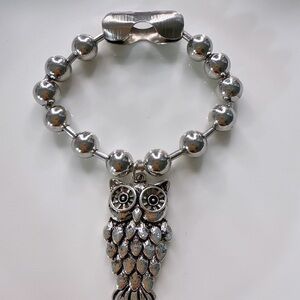 Stainless Steel Ball Chain with Silver Owl Charm Bracelet